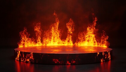 Fiery lava podium background designed for product showcasing.