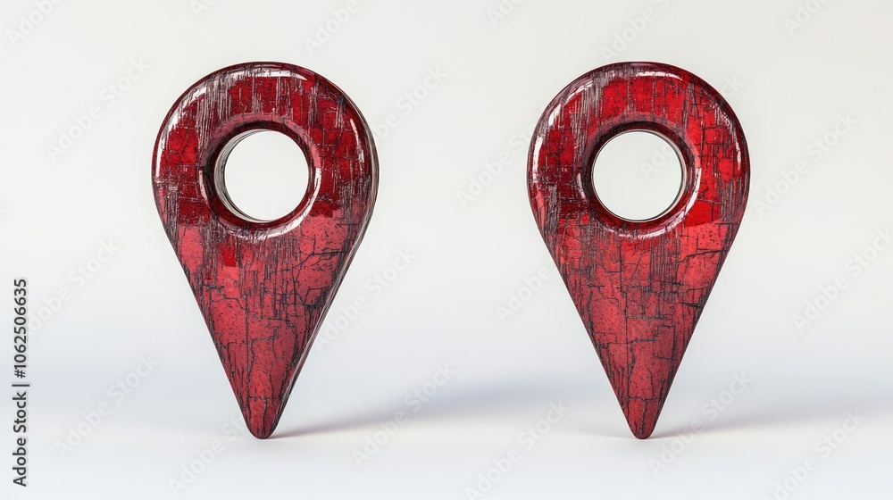 Poster red map pins marked for addressing locations with a modern touch generative ai