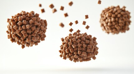 Flying Dog Food Particles in Mid-Air During Playful Feeding Time Generative AI