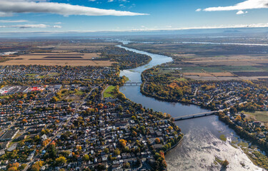 Aerial view of Laval and Terrebonne in Quebec, Canada 