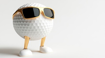 Playful Golf Ball Character With Sunglasses and Cartoon Limbs Generative AI