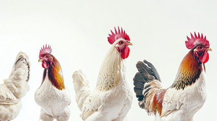 Close-ups of Farm Chickens and Roosters Flapping Wings at Sunset Generative AI