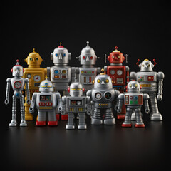 Fototapeta premium image of toy robots has been created on a transparent background