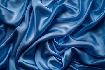 Fototapeta premium Blue silk fabric drapery material. Detailed photo textured background