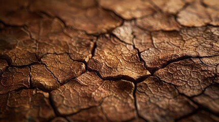 Fototapeta premium Closeup of cracked brown earth.