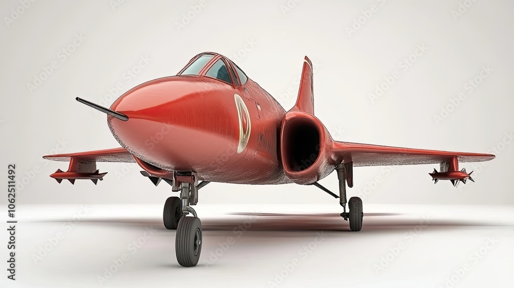 Poster red airplane with sleek design on display in an exhibition hall generative ai