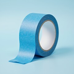 Blue masking tape roll on light background - perfect for DIY blogs, craft websites, home improvement tutorials, and stationery design projects