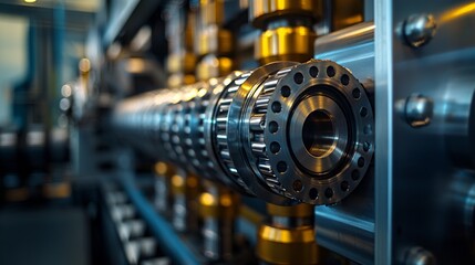 Fototapeta premium Close-Up of Industrial Mechanical Components in Factory