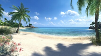 Obraz premium High-Definition 3D Seaside Scenery for Computer Backgrounds