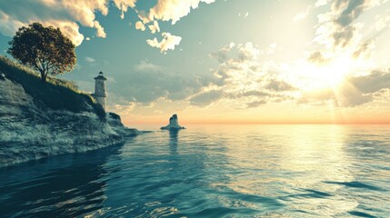 Fototapeta premium High-Definition 3D Seaside Scenery for Computer Backgrounds