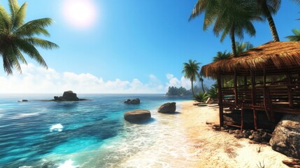 Fototapeta premium High-Definition 3D Seaside Scenery for Computer Backgrounds
