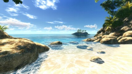 High-Definition 3D Seaside Scenery for Computer Backgrounds