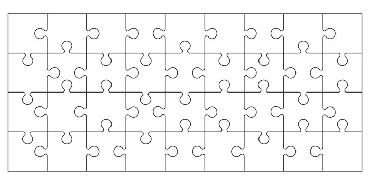Illustration of white puzzle, separate pieces