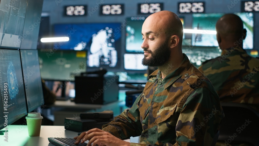 Aufkleber army specialist employing ai tech to improve military warfare systems and threat monitoring. it admi