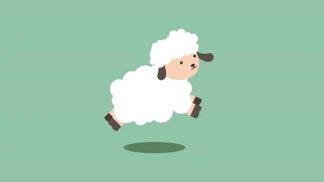 Animation of cute sheep characters running and jumping, alpha channel setting background, looping animation