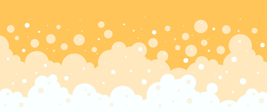 Beer foam background, alcohol bubble texture, alcohol suds, german drink patter. Cartoon liquid wave frame, abstract bar border. Gold vector illustration