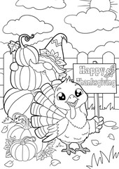 Thanksgiving coloring lineart for Kids