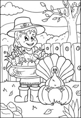 Thanksgiving coloring lineart for Kids