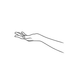 The image of a hand with the palm facing upwards shows the pose of asking or bringing food