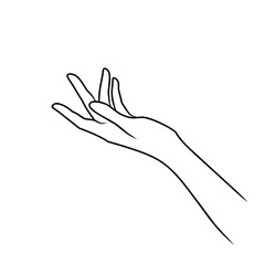 The image of a hand with the palm facing upwards shows the pose of asking or bringing food