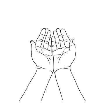 recommend clip art: vector image of hands with both palms facing upwards, this shows the position of praying, carrying goods, begging, protesting