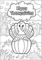 Thanksgiving coloring lineart for Kids