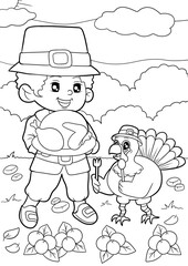 Thanksgiving coloring lineart for Kids