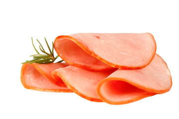 Pork ham slices isolated on white background