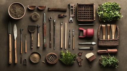 Assortment of Tools and Natural Elements