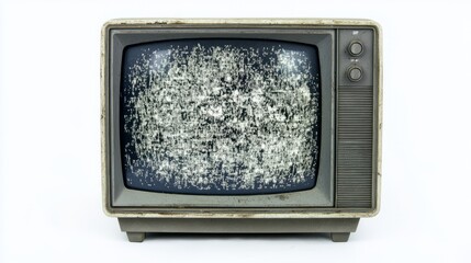 Vintage Television with Black and White Static Displaying Classic Analog TV Signal Interference