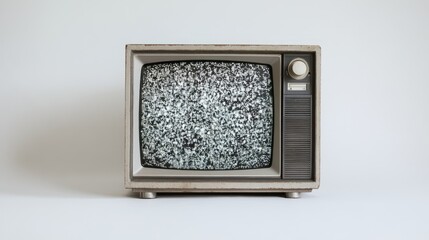 Vintage Television with Black and White Static Displaying Classic Analog TV Signal Interference