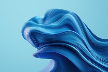 Obraz premium blue toned minimalist abstract design with sweeping curves evokes calmness.