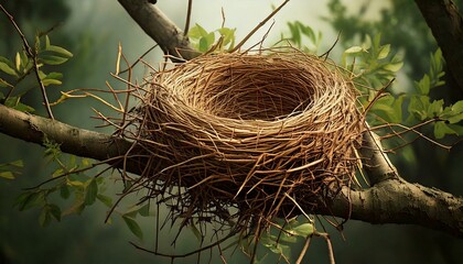 Empty nest on a tree branch
