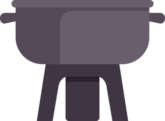 Brazier standing on three legs and burning with hot coals for cooking food