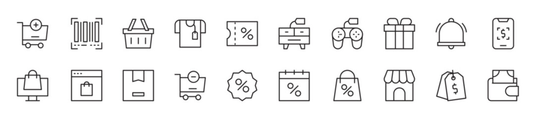 Set of cyber monday icons. 20 sets of cyber monday icons. Cyber monday icons. Simple line cyber monday icons	
