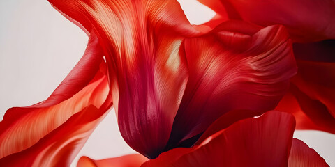 A vibrant close-up of flowing red petals, showcasing intricate textures and colors.
