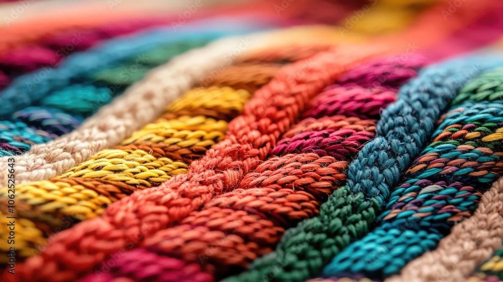 Poster close-up of colorful woven fabric with intricate patterns and texture.