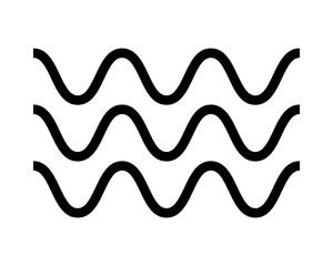 Waves icon. Undulate parallel horizontal black lines signs isolated on white background. Ocean, sea, river or water symbol. Air, wind, ripples or surf pictogram. Vector graphic illustration.