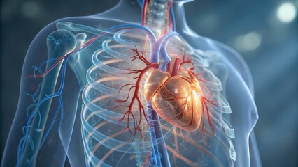 X-ray View of Healthy, Glowing Heart	