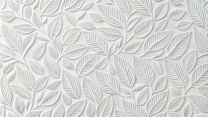 white textured background with leaves pattern, perfect for nature or botanical themes