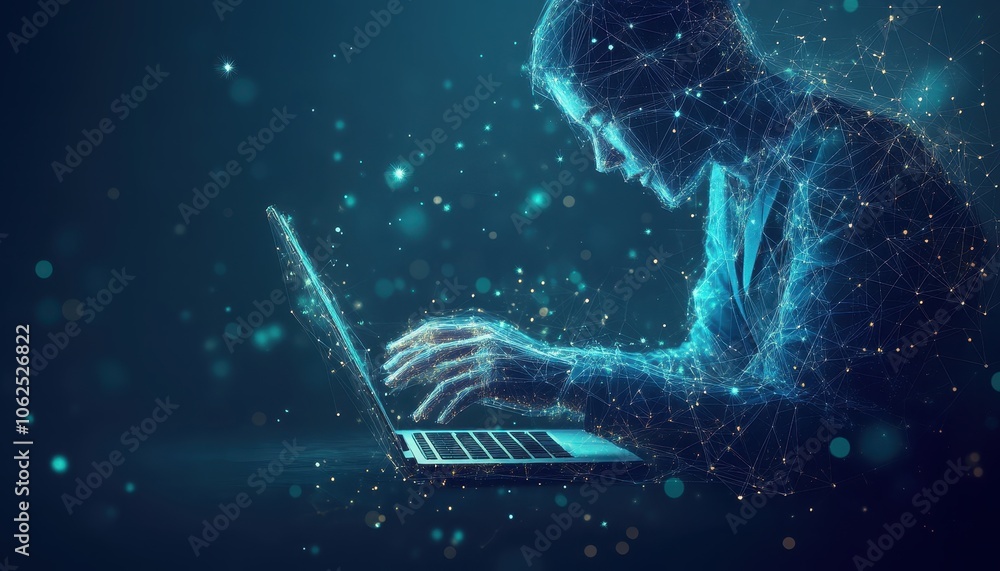 Aufkleber abstract digital representation of a person using a laptop