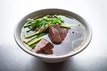 Pork blood jelly soup is a popular street food in Taiwan