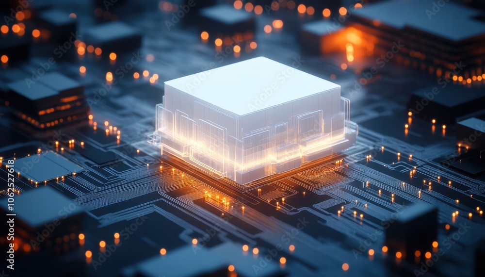 Aufkleber Glowing Circuit Board with Translucent Processor