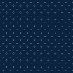 Abstract small white flowers motif pattern blue background. Modern floral fabric design textile swatch, ladies dress, man shirt, fashion garment, silk scarf all over print block.