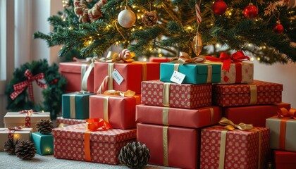 Set of beautifully wrapped gift boxes