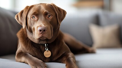 A personalized tag rests on a pristine white surface, highlighting its importance in pet identification and belonging.