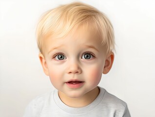 Adorable little boy with a big smile showing pure happiness and innocence. Cute child with bright eyes and joyful expression, perfect for depicting cheerful, playful, and positive childhood moments.