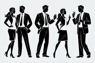 People Silhouettes Set on White Background for Design Use