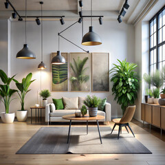 A modern industrial style living room expose