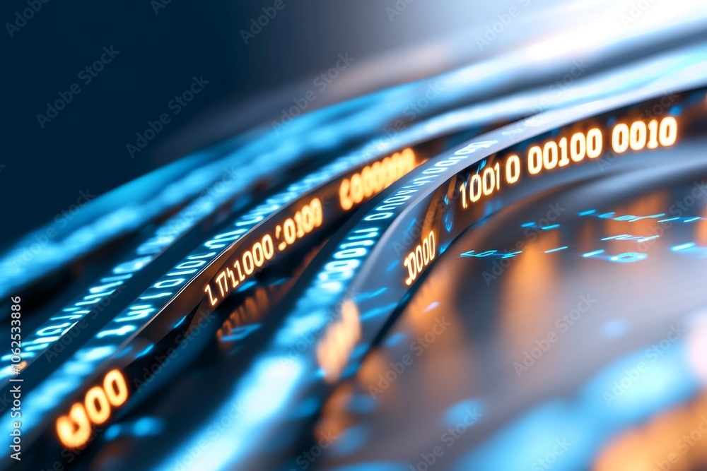 Poster exploring the dynamics of data transmission through binary signals and digital connectivity